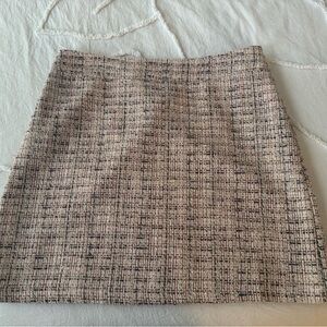 LOFT Black and Cream Tweed Mini Skirt